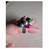 Colorful Beaded Cluster Ring
