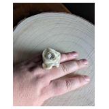 Ivory Satin Rose Crystal Ring