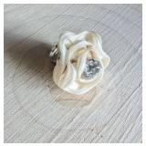 Ivory Satin Rose Crystal Ring
