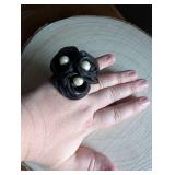 Black Silk Flower Pearl Ring