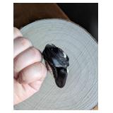 Black Silk Flower Pearl Ring