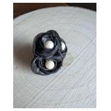 Black Silk Flower Pearl Ring