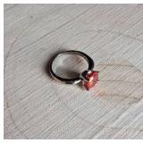 Red Crystal Solitaire Ring