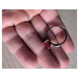Red Crystal Solitaire Ring