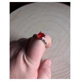 Red Crystal Solitaire Ring