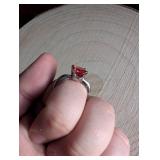 Red Crystal Solitaire Ring