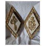 Syroco Gold Ornate Key Diamond Wall Plaques - 13 in