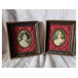Victorian Era Portrait in Quilted Frames - 5.5 in - 2 ct