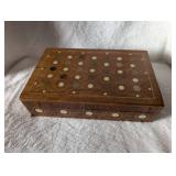 Handcrafted Wooden Box with Ivory Inlay Pattern - 5x8 in