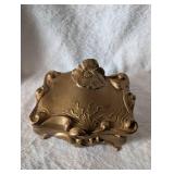 Ornate Metal Jewelry Box with Floral Design