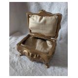 Ornate Metal Jewelry Box with Floral Design