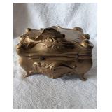 Ornate Metal Jewelry Box with Floral Design
