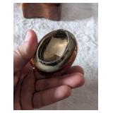 Decorative Amber Glass + Wooden Trinket Box