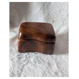 Decorative Amber Glass + Wooden Trinket Box