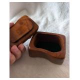 Decorative Amber Glass + Wooden Trinket Box