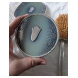 Art Deco Silver Vanity Set with Mirror and Brush