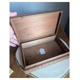 Early 1900s Wooden Cigar Box with Carved Pattern