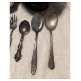 Ornate Silver Flatware Set with Enamel Accents