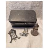 Mixed Metal Kitchen Smalls: Bread box, shakers, napkin holder