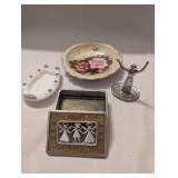 Small Trinket Decorative Set - Box, Ashtray, Trinket Plate, Ring Holder