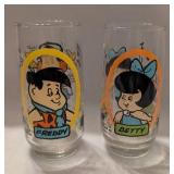 1993 Flintstones Freddy and Betty Glass Set -2ct