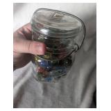 Glass Jar with Collection of Marbles