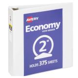 Avery Standard View 3 Ring Binder, 2" Round Rings, 375-Sheet Capacity, 2.8 Inch Wide Spine, 1 White Binder, Ideal for Lightweight Organization and Occasional Referencing (05731) - Retail: $7