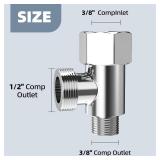 Bidet T-Valve Adapter, 3/8 x 3/8 x 1/2 Inch T-Fitting with Water Valve & 3/8 Inch Hose for Bidet