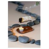 PLEARTY 4 in 1 Walnut Wood Palo Santo Holder Hand-Crafted Incense Sticks Holder for Burning Sage with Booklet The Most Complete Palo Santo Holder for Your Meditation Room Home Decor Gift