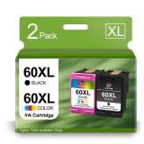 Ink Cartridges Black and Color Combo Pack Replacement for HP 60 60 XL Ink Work for PhotoSmart C4780 C4680 C4795 C4650 DeskJet F4480 F4440 F4280 Envy 110 Printer (2 Packs) - Retail: $29