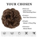 CJL HAIR Large Messy Bun Hair Piece Wavy Curly Scrunchies Synthetic Chignon Ponytail Hair Extensions Thick Updo Hairpieces for Women Medium Brown - Retail: $10