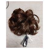 CJL HAIR Large Messy Bun Hair Piece Wavy Curly Scrunchies Synthetic Chignon Ponytail Hair Extensions Thick Updo Hairpieces for Women Medium Brown - Retail: $10