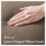 MIULEE Decorative Throw Pillow Covers Neutral Linen Fringe Throw Pillows Set of 2 Cocoa Brown Boho Farmhouse Cushion Covers for Couch Sofa Bed Living Room Spring Home Decor 20x20 Inch - Retail: $28