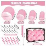 4 Sizes Self-Grip Hair Rollers Set for Long, Short Hair and Bangs - 50 Pcs with Clips (25mm, 36mm, 48mm, 60mm), Pink - Retail: $9