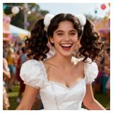 2 PCS White Faux Rabbit Fur Fuzzy Scrunchies - Fluffy Elastic Hair Bobbles, Ponytail Holders, and Hair Accessories for Girls & Women - Retail: $6