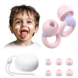 JUSTRVN Kids Ear Plugs(6+yrs)-2 Pairs of Reusable Noise Reduction Earplugs for Small Canal With 6 Tips,Soft Silicone Earplugs for Sleeping,Focus,Travel,Socializing,Concert&Hearing Protection 25dB-30dB
