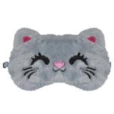 FUNAUPGO Cute Cat Sleeping Mask Eye Mask Funny Animal Kitten Sleep Mask Soft Plush Blindfold Travel Eye Cover Eyeshade for Kids Adults Girls Boys Women Men (Cat, Gray) - Retail: $8