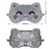 FUNAUPGO Cute Cat Sleeping Mask Eye Mask Funny Animal Kitten Sleep Mask Soft Plush Blindfold Travel Eye Cover Eyeshade for Kids Adults Girls Boys Women Men (Cat, Gray) - Retail: $8