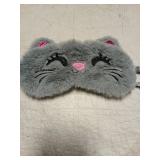 FUNAUPGO Cute Cat Sleeping Mask Eye Mask Funny Animal Kitten Sleep Mask Soft Plush Blindfold Travel Eye Cover Eyeshade for Kids Adults Girls Boys Women Men (Cat, Gray) - Retail: $8