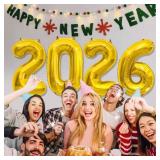 40 Inch 2026 Balloons Gold Foil Number Balloons for 2026 New Year Festival Celebration or Birthday Party Supplies Decorations,New Years Balloon 2026, New Years Eve Graduation Balloons Decorations - Re