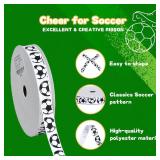 Ribest Soccer Ball Ribbon, 3/8 Inch Grosgrain Sports Ribbon for Crafts Hair Bows Gift Wrapping Team Decor Party Decorations, White and Black, 10 Yards - Retail: $7