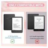 Case for All-New 6 inch Kindle (11th Generation, 2024/2022 Release), Sanyetral Slim PU Leather Cover with Magnetic TPU Back and Auto Sleep/Wake, Not for TCL Remarkable Kobo -Light Pink - Retail: $10