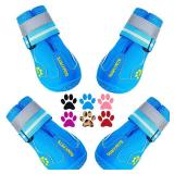 QUMY Dog Shoes for Large Dogs, Medium Dog Boots & Paw Protectors for Winter Snowy Day, Summer Hot Pavement, Water-Resistant in Rainy Weather, Outdoor Walking, Indoor Hardfloors Skid-Resistant Sole - R