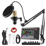 SINWE Podcast Microphone Bundle, BM-800 Condenser Mic with Live Sound Card Kit, Podcast Equipment Bundle with voice changer and Mixer functions for PC Smartphone Studio Recording & Broadcasting - Reta