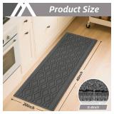 COSY HOMEER-Kitchen-Rugs-and-Mats 20"x48" Non Slip Kitchen Mats for Floor Absorbent Washable Kitchen Runner Standing Floor Mat for Sink Mat,Entry,Laundry,Polypropylene,Grey - Retail: $23
