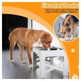 Yacee Elevated Dog Bowls with 2 Stainless Steel Dog Food and Water Bowls+Pet Food Scoop Raised Bowl Adjusts to 5 Heights (3.15",8.66",9.84",11.02", 12.2") for Small Medium and Large Dogs Cats (White) 