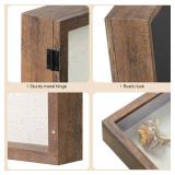 8x8 Shadow Box Frame with Linen Back - Sturdy Rustic Memory Display Case of Flower, Pictures, Medals and More, Rustic Brown - Retail: $14