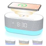 HOUSBAY 3 in 1 Sound Machine Alarm Clock& Wireless Charger: Soothing White Noise, Bluetooth Music Relaxation & Customized Sleep-Wake Routine - Retail: $40