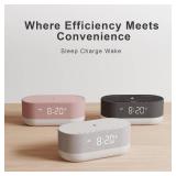 HOUSBAY 3 in 1 Sound Machine Alarm Clock& Wireless Charger: Soothing White Noise, Bluetooth Music Relaxation & Customized Sleep-Wake Routine - Retail: $40