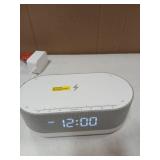 HOUSBAY 3 in 1 Sound Machine Alarm Clock& Wireless Charger: Soothing White Noise, Bluetooth Music Relaxation & Customized Sleep-Wake Routine - Retail: $40